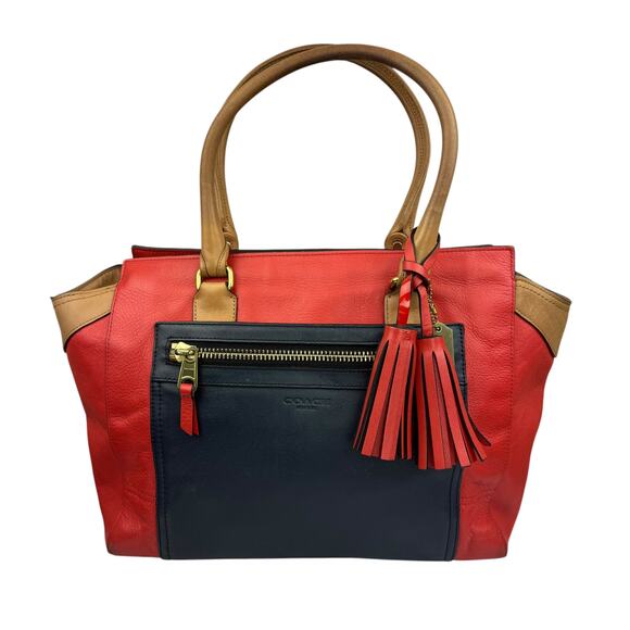 Coach Legacy Candace Leather Orange Double Handle Carryall Handbag E1278-19909 - Picture 1 of 16